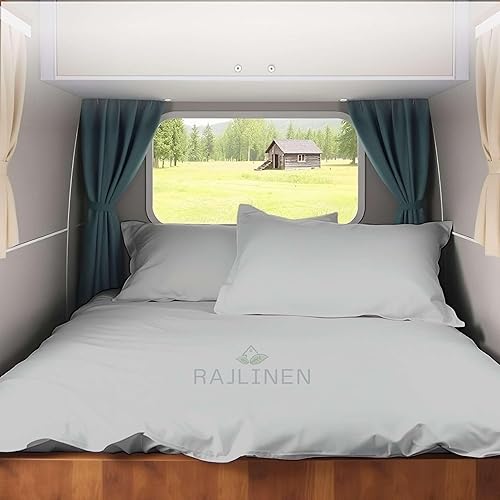 Rajlinen Juego de sábanas cortas de 400 hilos de algodón egipcio para remolques, cámpers y casa rodantes, juego de sábanas de 4 piezas de 15