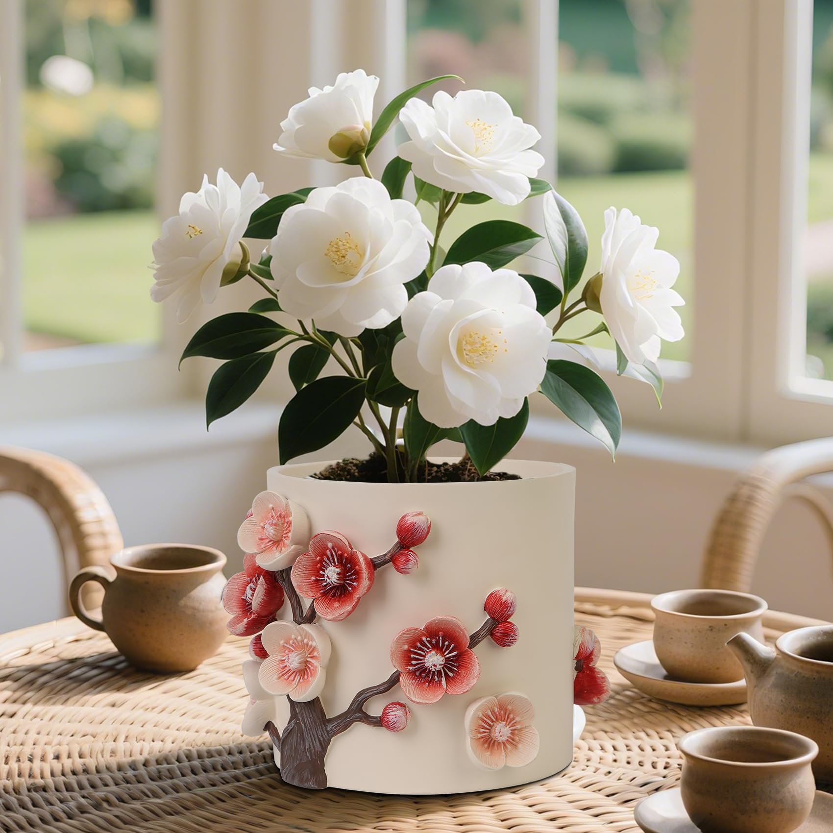 Vaso per piante da 20 cm, con petali 3D con drenaggio, grazioso vaso unico per piante grasse/piante serpente/cactus per interni ed esterni, decorazione colorata e divertente per la stanza