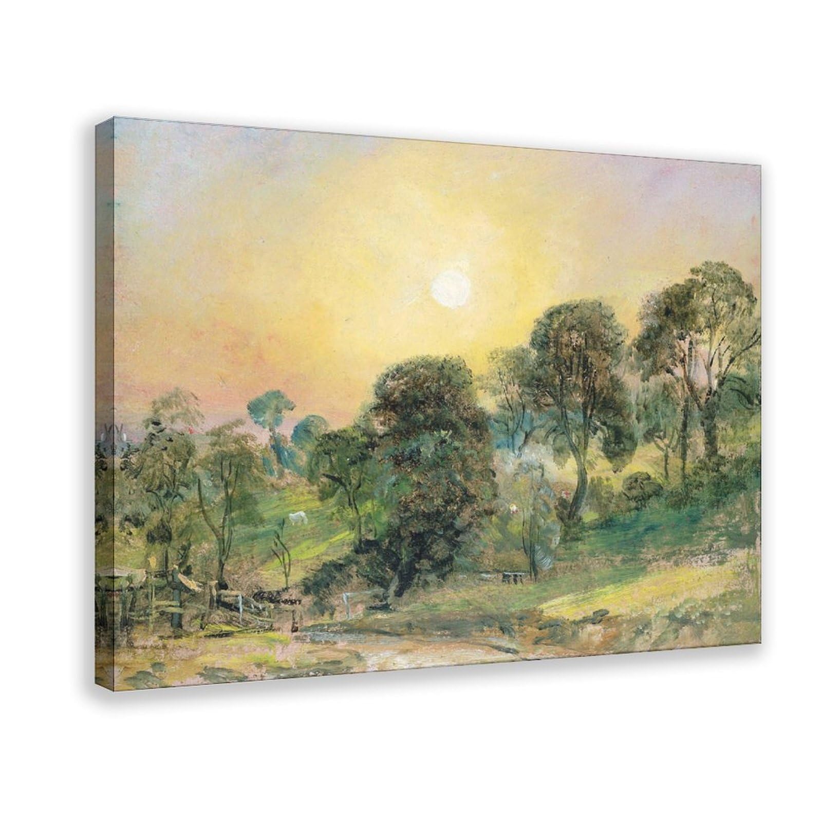 DFJyjFGJJ John Constable,Trees on Hampstead Heath at Sunset Canvas Wall Art Print Poster For Home School Office Decor 12" L X 18" W