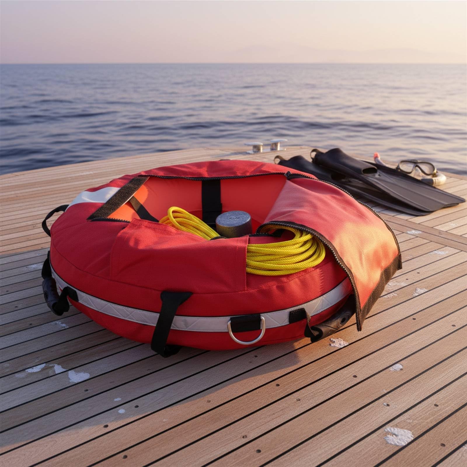 Flotante de Buceo Libre Ligera Inflable Anillos en D Equipo Acuático para Buceadores Libres