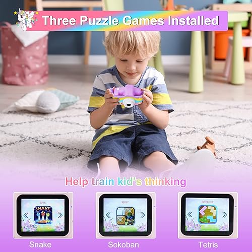 Miniatura 5 de Unicorn Kids Camera for Girls, Christmas Birthday Gifts for Girls Age 3-8, HD Selfie Digital Video Camera for Toddler, Cute Toy Camera with 32GB SD