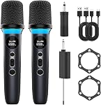 Wireless Microphone, Professional Handheld Dynamic Mic with Rechargeable Receiver, 5-Level Volume Adjustment, Dynamic RGB Lighting, 40-Hour Battery Rechargeable Microphone for Karaoke and Weddings.