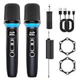 Wireless Microphone, One-Touch Mute & Dynamic RGB Lighting, Professional-Grade Dual Handheld Dynamic Microphone, 200-Foot Ultra-Long Range & 40-Hour Battery Life. for Singing and Family Gatherings.