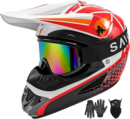 Miniatura 7 de Casco de motocross juvenil, cascos de bicicleta de tierra para niños, cascos de motocicleta todoterreno para bicicleta de montaña BMX MX ATV con