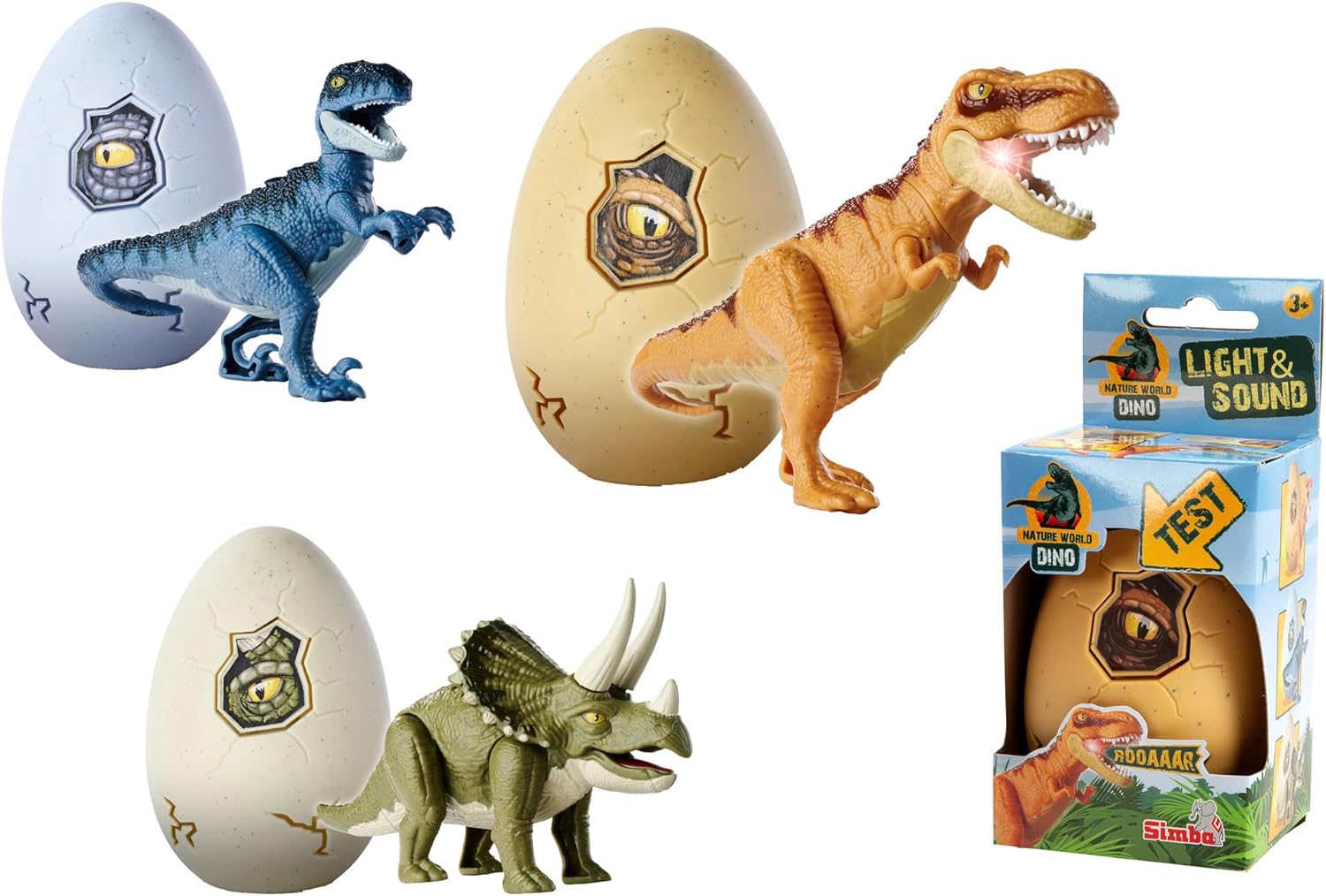 Simba 104342550 - Dinosaur in Eggs with Lights and Sound - Dinosaur in Eggs with Lights and Sound Toys, Available in Three Different Variations, 14 cm. from 3 Years, Random Selection