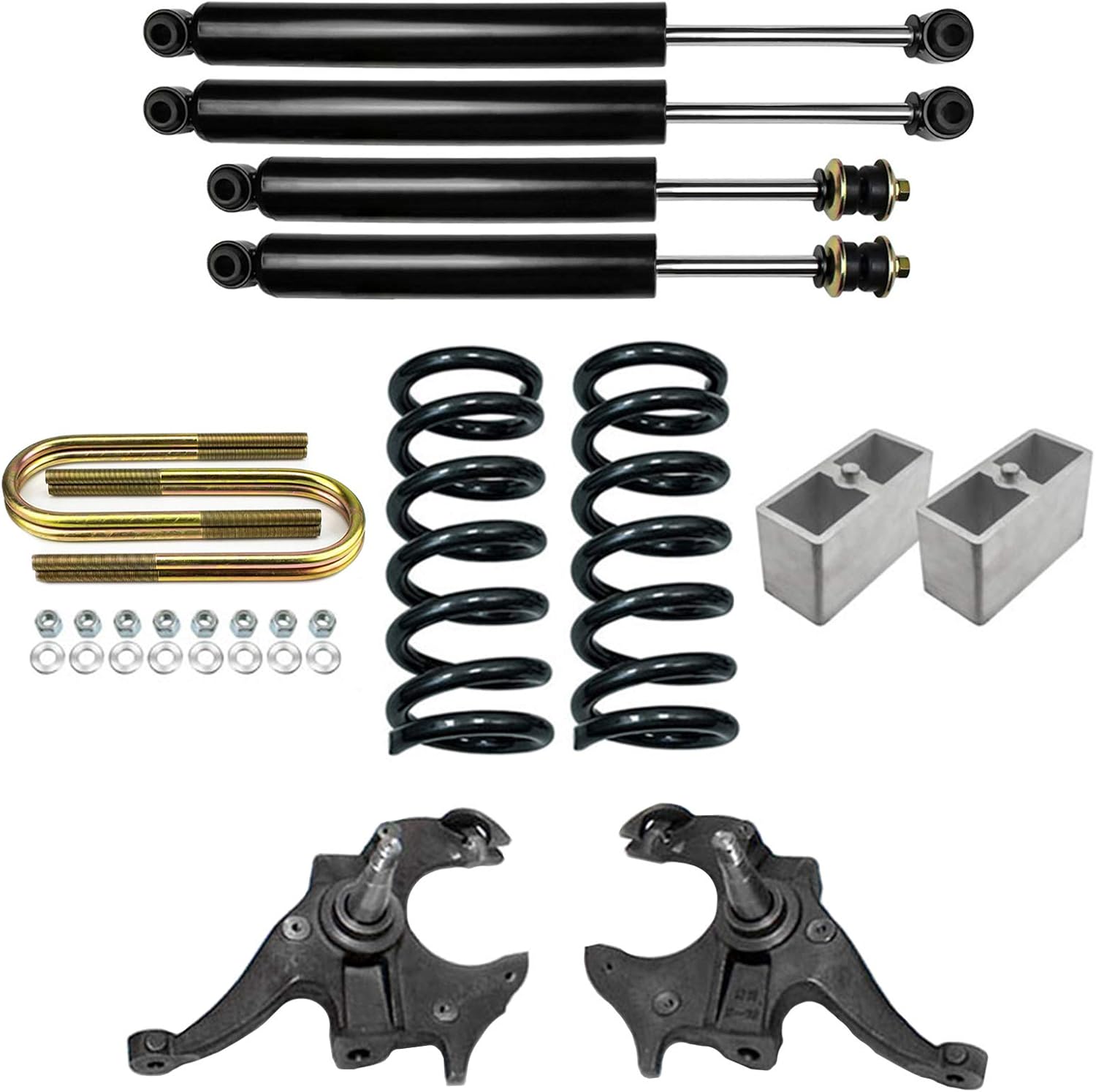 4" Front 4" Rear Lowering Drop Kit with Shocks For 1982-2004 Chevy S10 V6 2WD by TSS