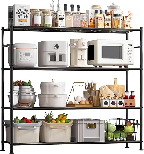 Miniatura 12 de Estantes de almacenamiento - Organizador de estantes de 5 niveles, estantería de garaje resistente con patas niveladoras, organizador de estantes de