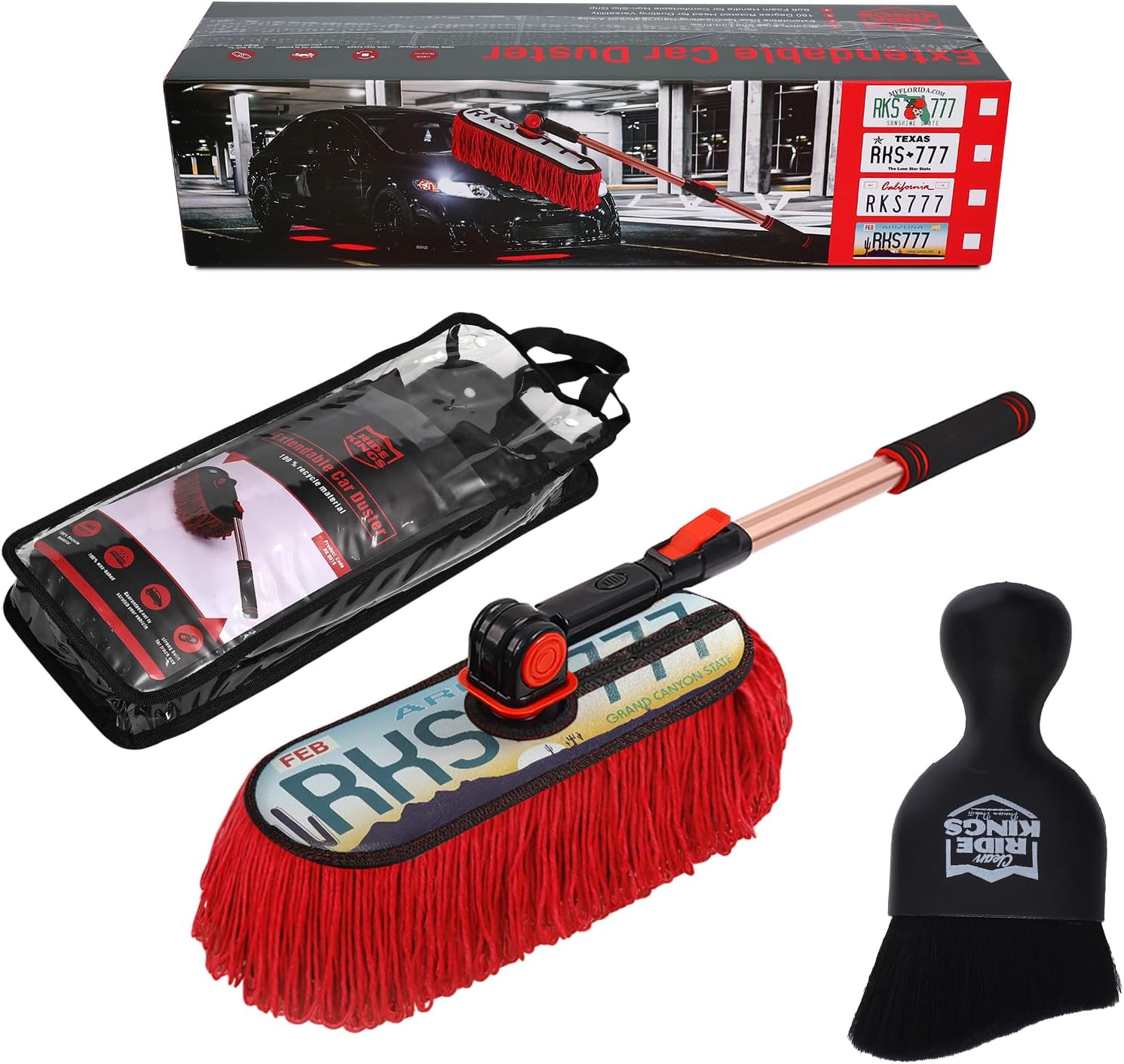 Grand Designer License Plate Car Duster & Black Detail Brush