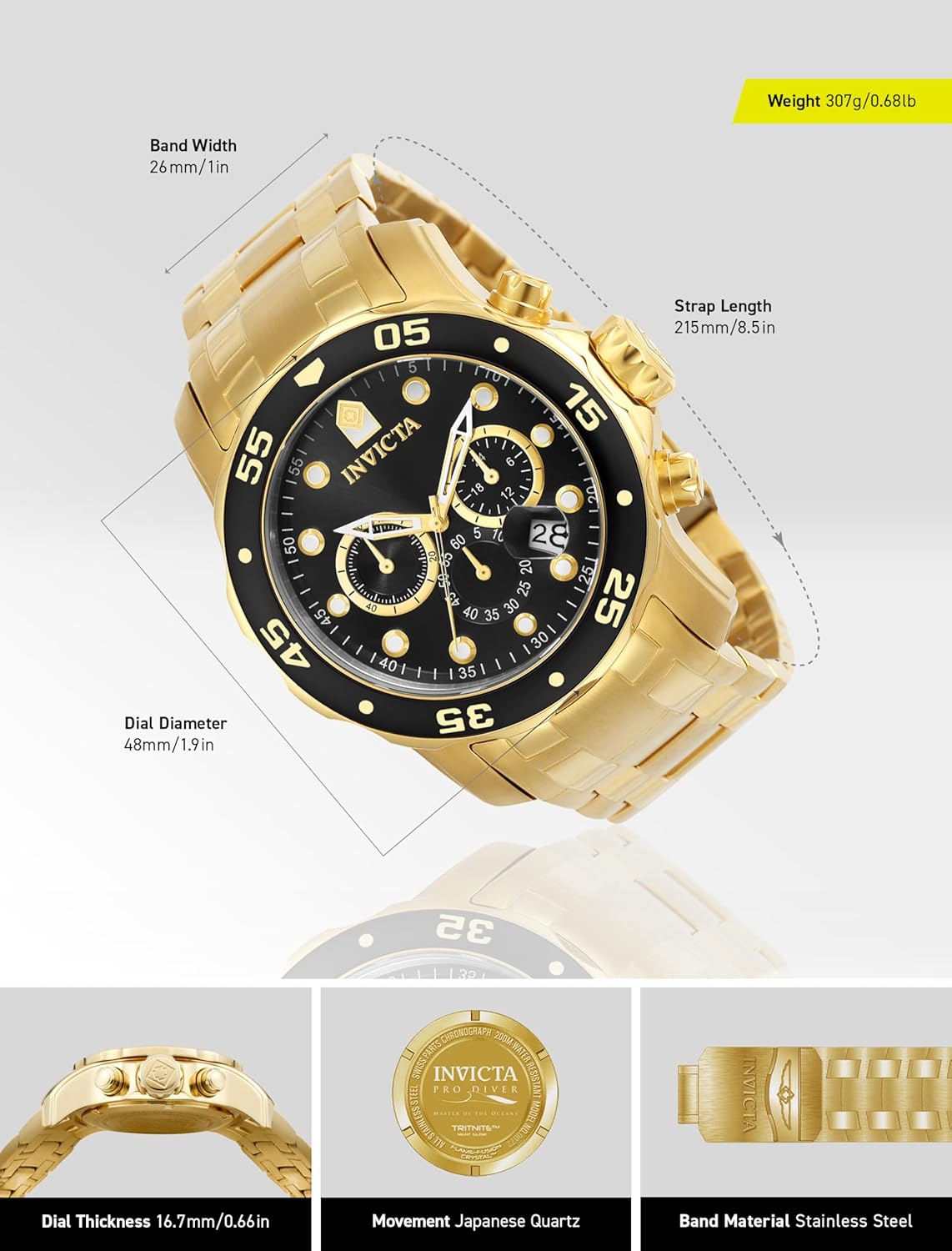 Invicta Men's Pro Diver Collection Chronograph Watch - Image 3
