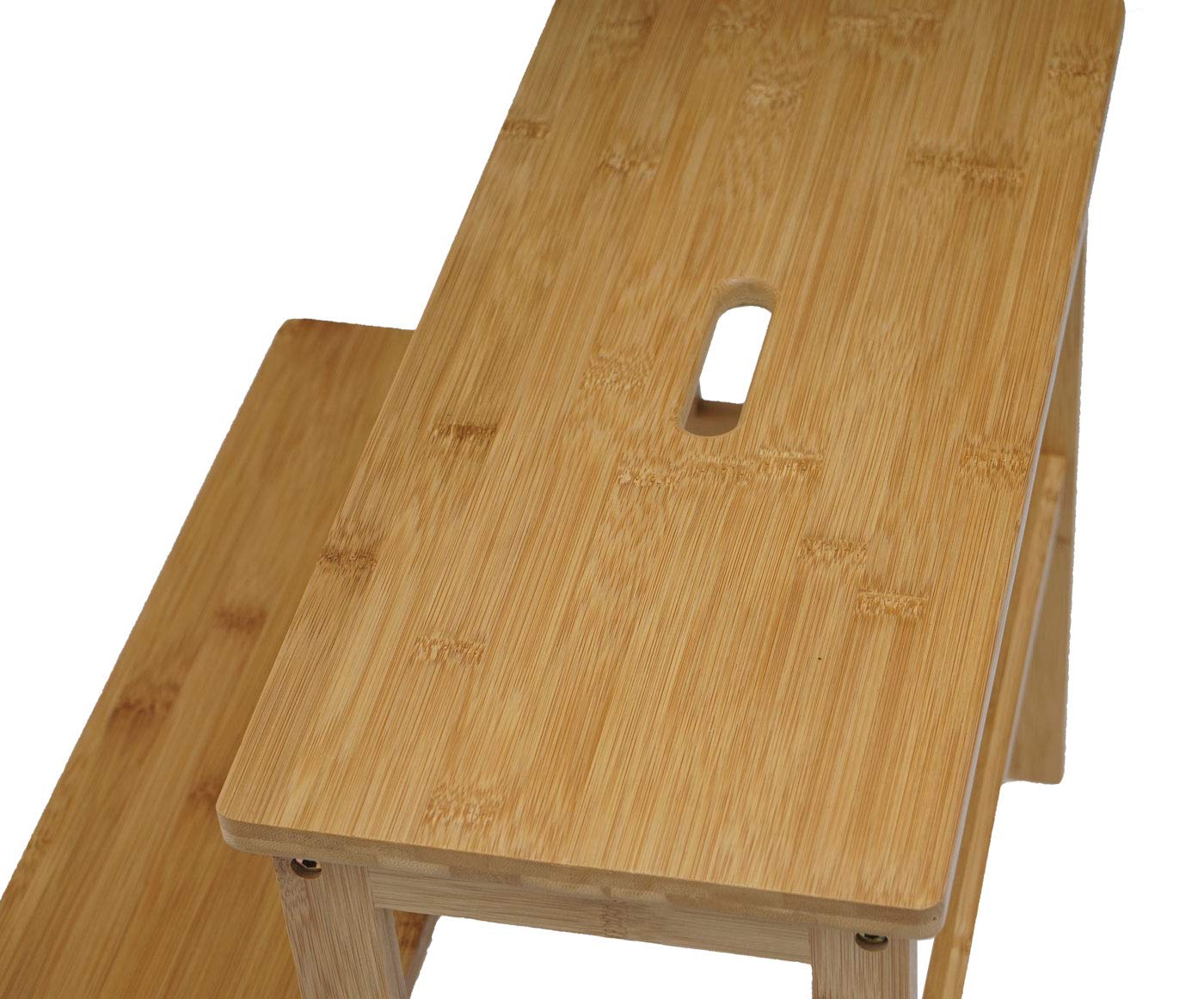 Sgabello scaletta HWC-B87 legno bambu 43x47x38cm