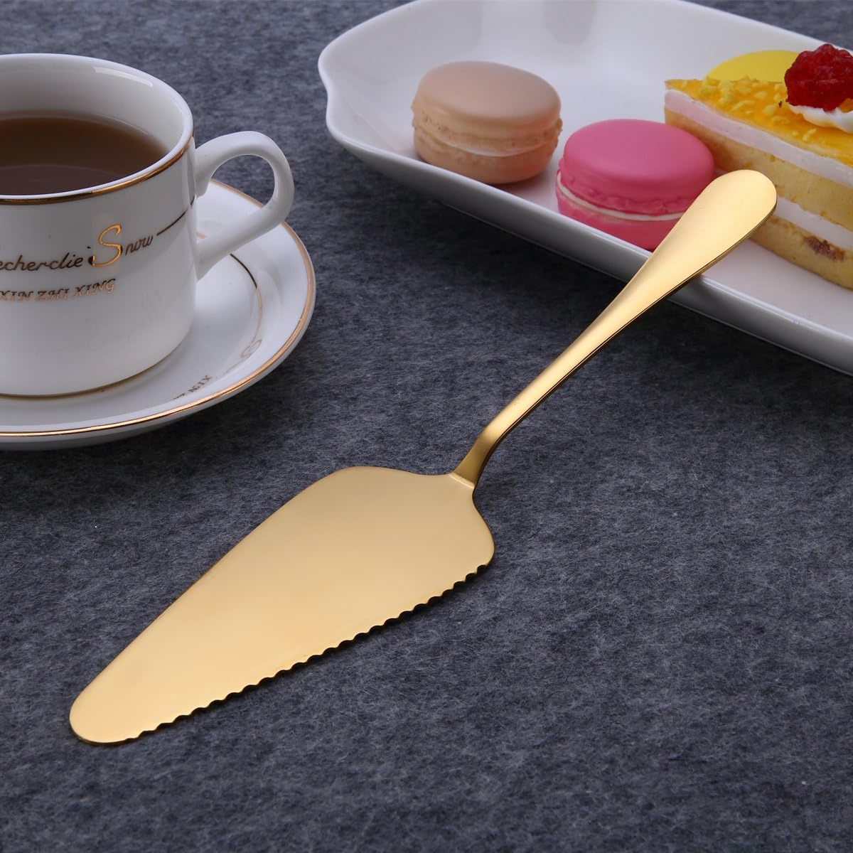 Best Cyber Deals 🔥 Gold Cake Serving Set, Berglander Stainless Steel Titanium Gold Plating Cake Server, Cake Fork, Dessert Spoon For Birthday, Wedding, Gift for Birthday, Gift Wedding and Parties Pack of 13pcs
