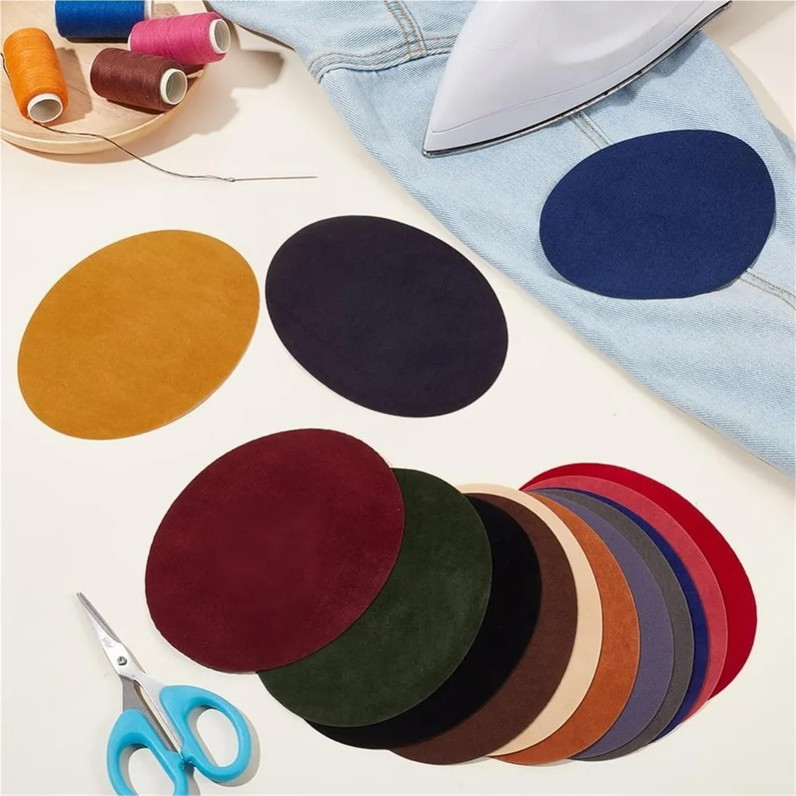 Ellbogen Knie Patches 28 Stück Ellbogenflicken, 14 Farben, Ovale Knieflicken For Aufnähen/Aufbügeln Zur Reparatur Von Hemden, Jeans Und Jacken