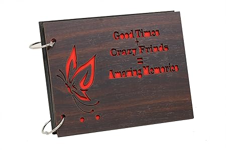 BK HOME AND DECOR Natural Wooden Files Collection Handcrafted Wooden Photo Album for Cherished Memories 286