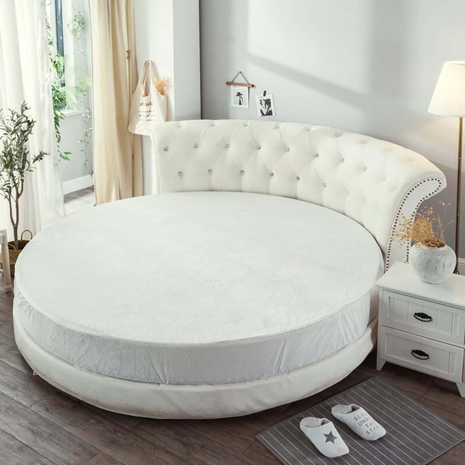 Surmatelas rond ajusté en coton de luxe pour lit double, protège-matelas pour lit double pour lit double avec drap de lit, housse de matelas douce et confortable, draps de lit inclus (taille : 220 cm