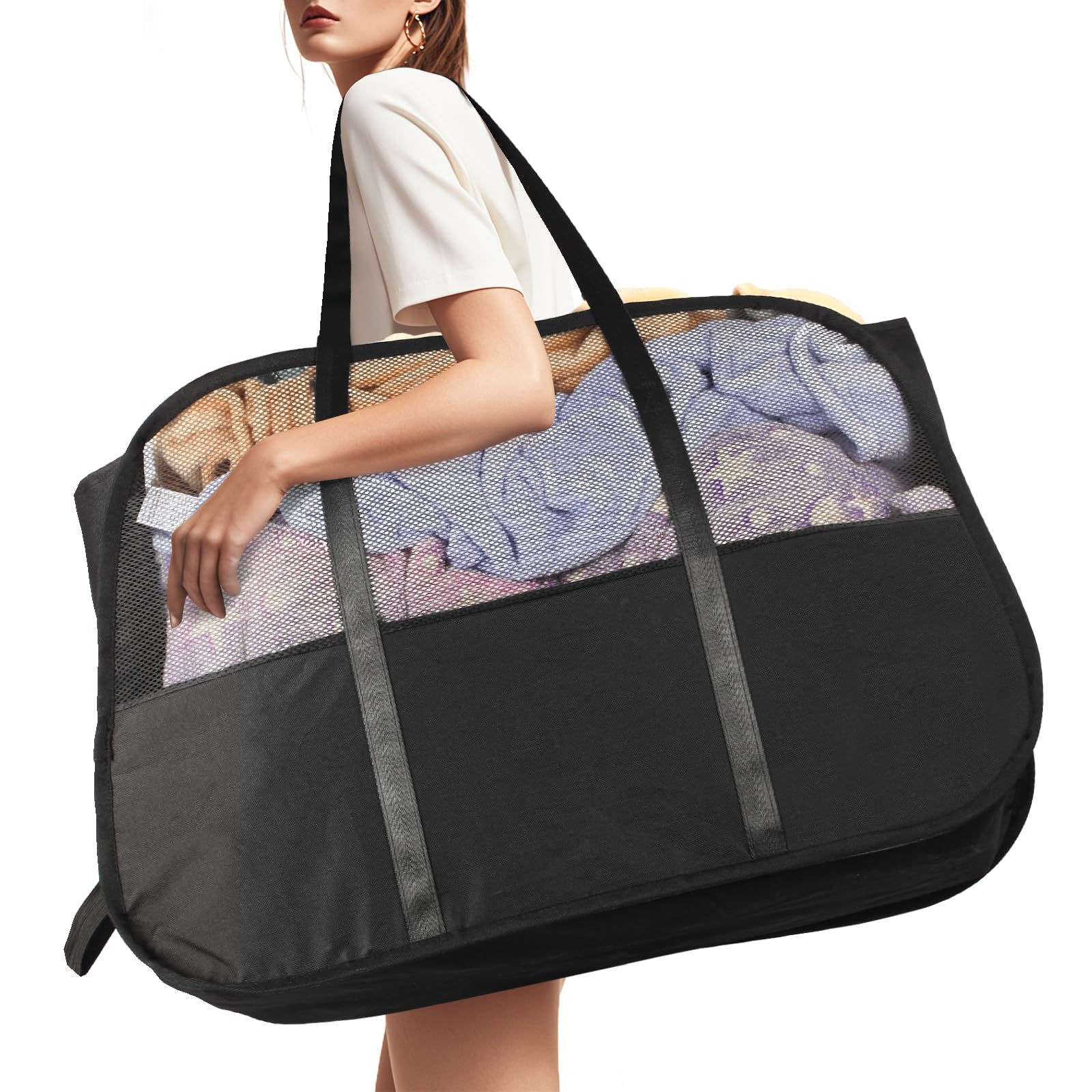 Collapsible Laundry Baskets with Easy Carry Handles, 95L Clothes Hamper for Storage, Foldable Laundry Basket Tear-proof, Large Pop Up Hampers for