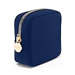 Embla Makeup Bag Travel Cosmetics Pouch and Toiletry Bag, Nylon Zipper Pouch Purse, Cute Make Up Organizer Storage Tote for Women Girls, Travel Skincare Case, Small Makeup Bags, Sapphire