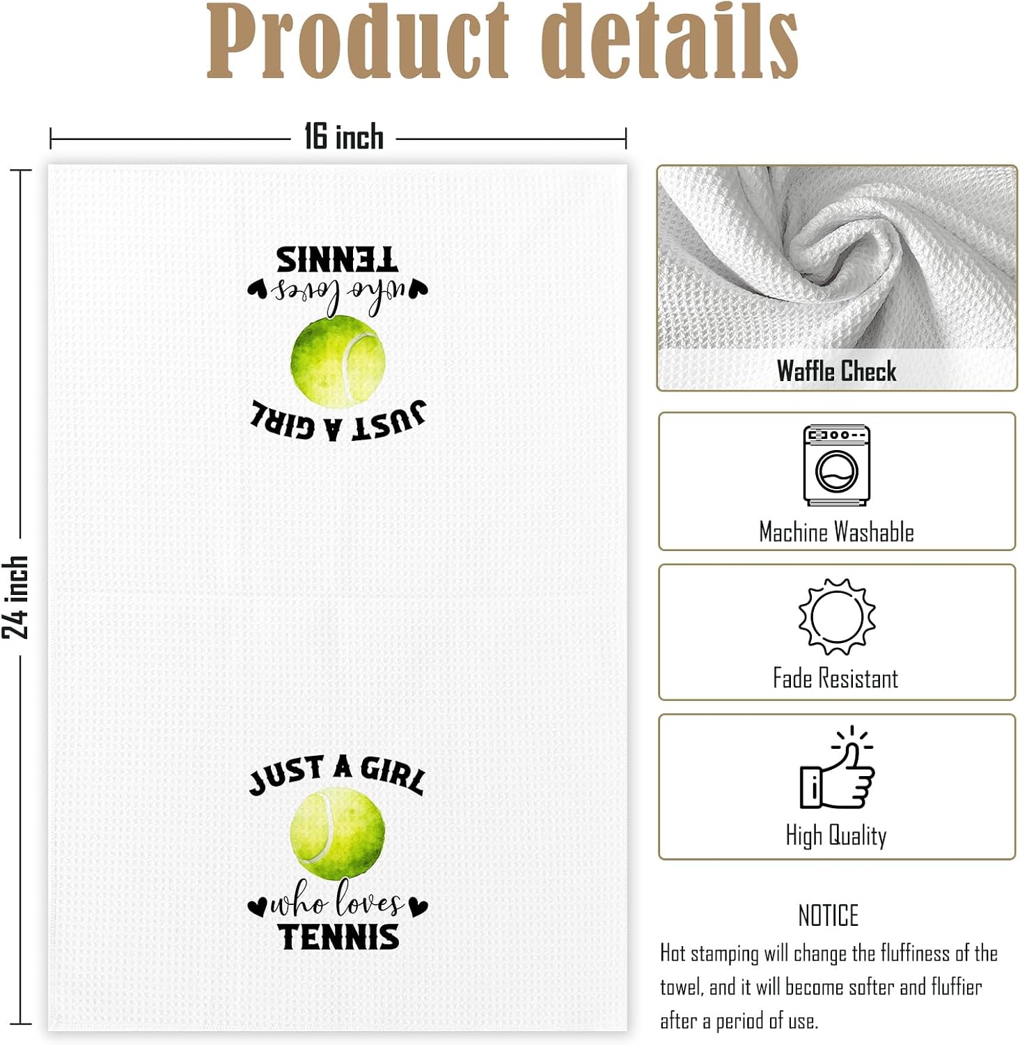 Tennis Kitchen Towel, Funny Sports Hand Towel for Bathroom, Just a Girl Who Loves Tenniss, Tennis Gifts for Women