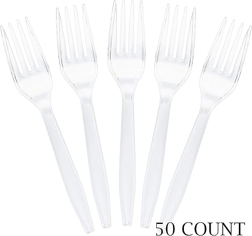 Vista 18 de Plasticpro Tenedores de plástico transparente, cubiertos desechables 200