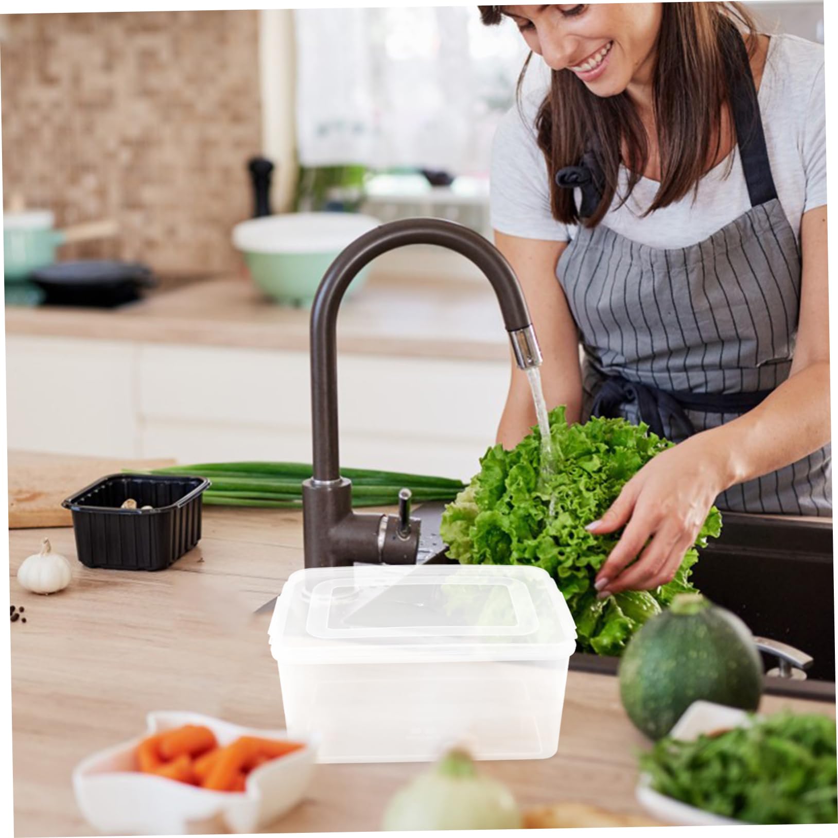MAGICLULU Contenitore Alimentare Rettangolare 4 Pezzi Pp 5, 2l Bianco | Chiusura Ermetica e Anti-perdita, Impilabile e Riutilizzabile, per Cucina e Picnic