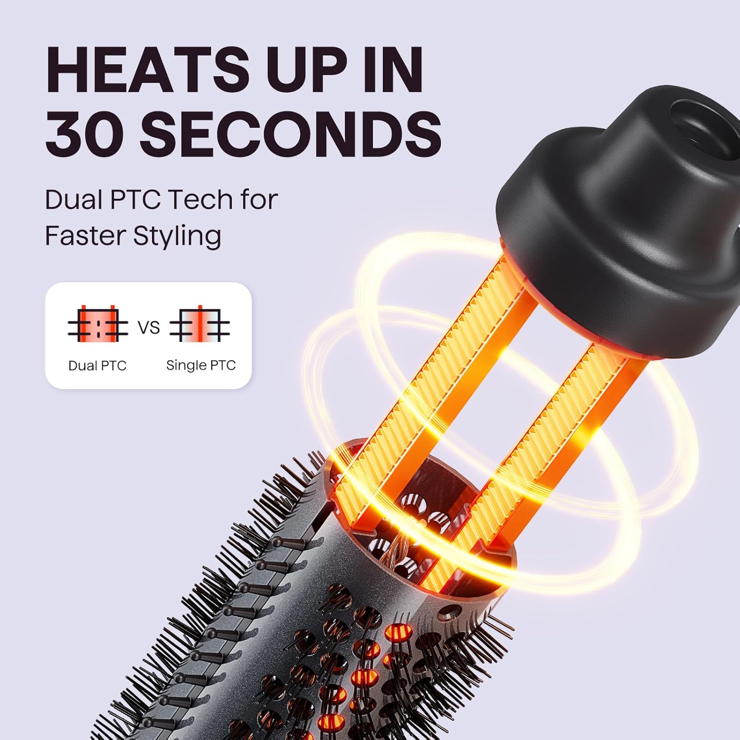 Wavytalk Thermal Brush, 1 1/2 inch Heated Round Brush with Detachable Head, Velvet Pouch and Dual Voltage for Travel, Easy to Create Blowout Look, Classic Black - Image 4