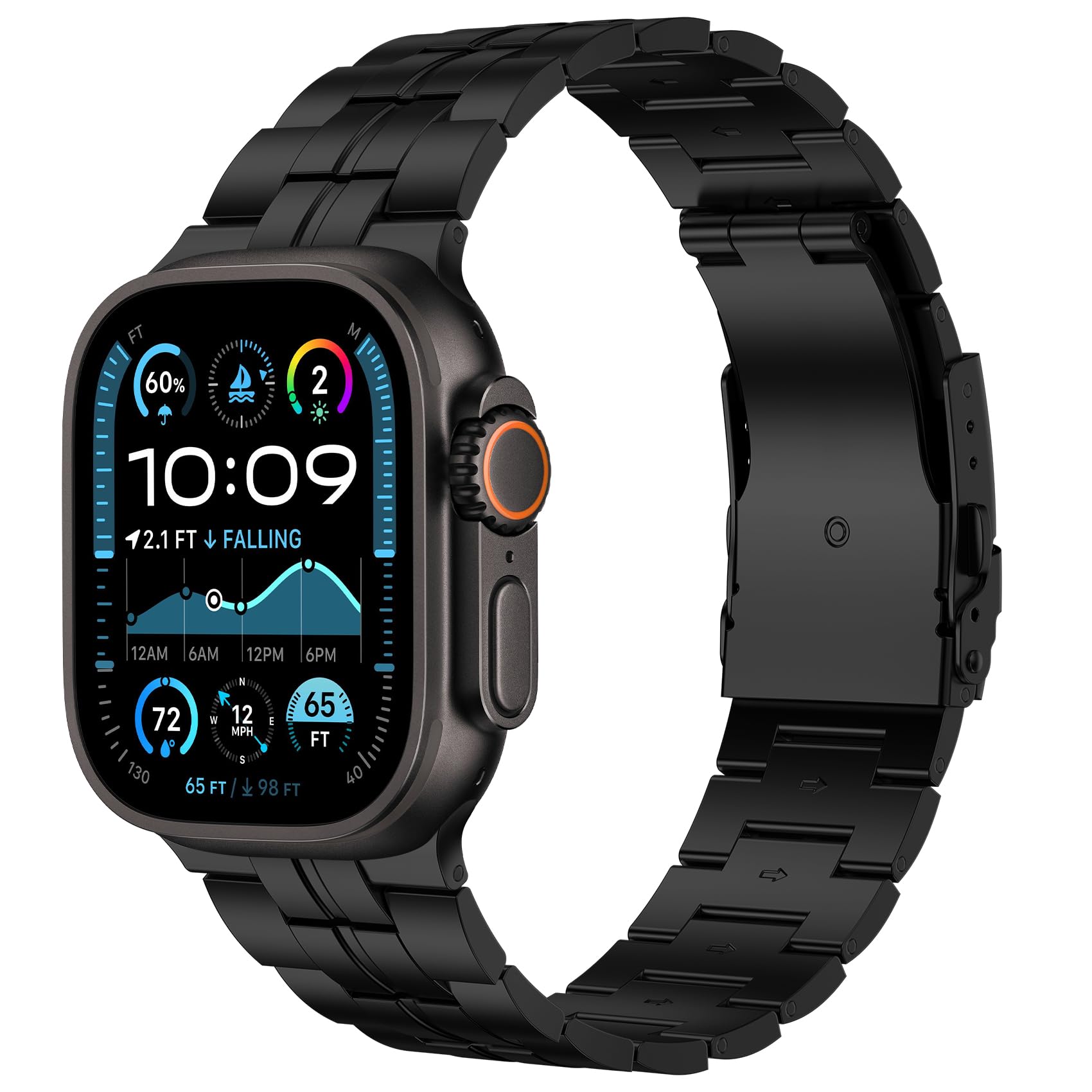 baozai Titanium Band Compatible with Apple Watch 45mm 44mm 42mm, Upgraded Solid Titanium Wristband for Apple Watch Series 7/6/5/4/3/2/1/SE Men Sports Business