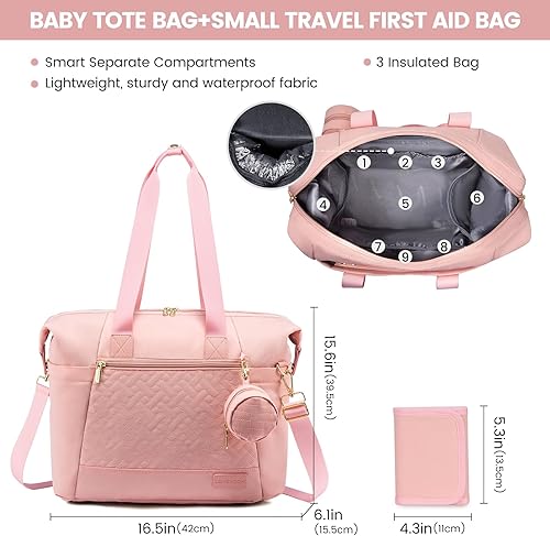 Miniatura 4 de LOVEVOOK Bolsa de pañales, bolsa de pañales grande para bebé, impermeable, bolsa de pañales de viaje con cambiador