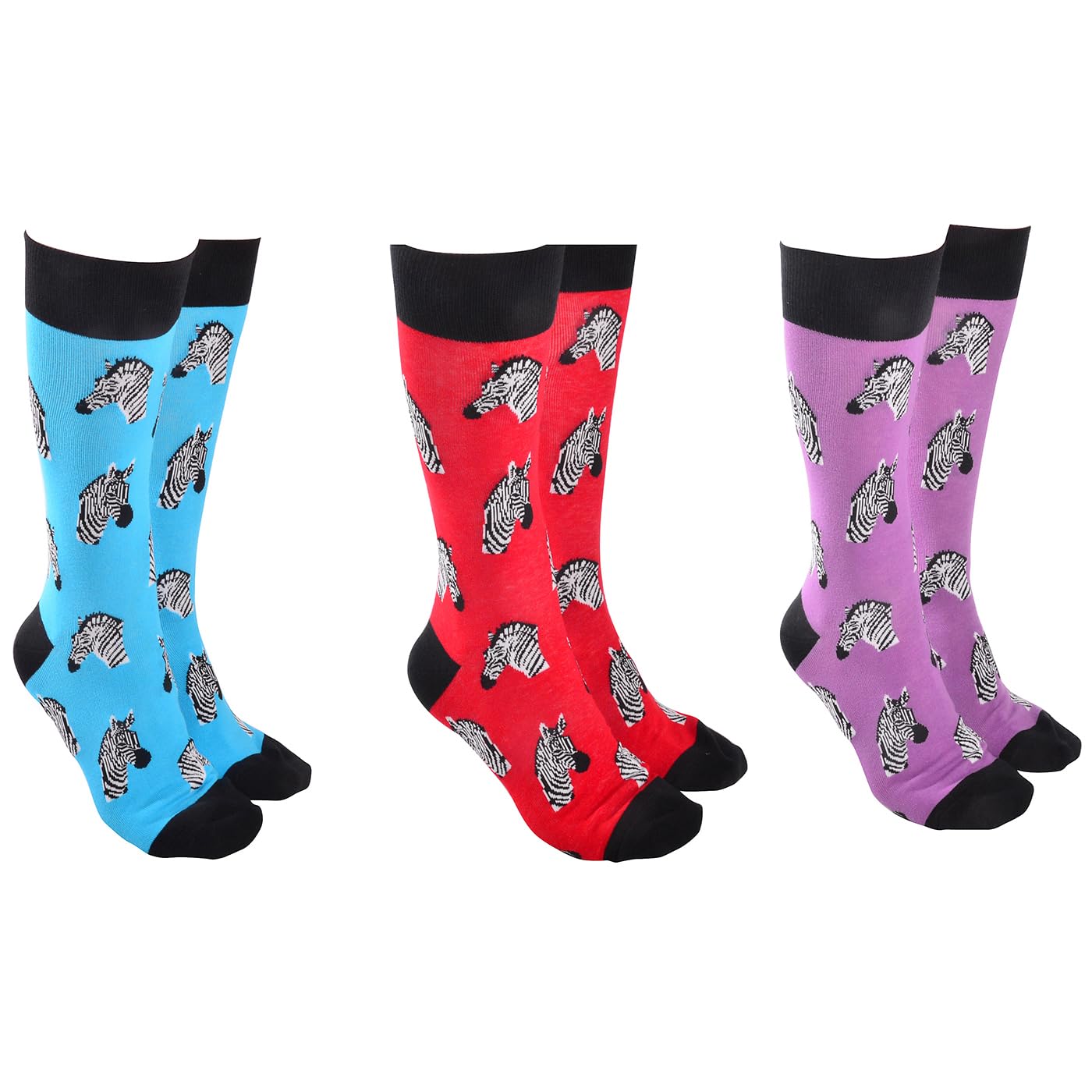 Joe Davies Unisex Zebra Sock Society Safari Collection Of Funky And Fun Socks - Crocodiles, Elephants And Sharks! Cotton Rich Blend (Uk, Alpha, One Size, Regular, Regular, )