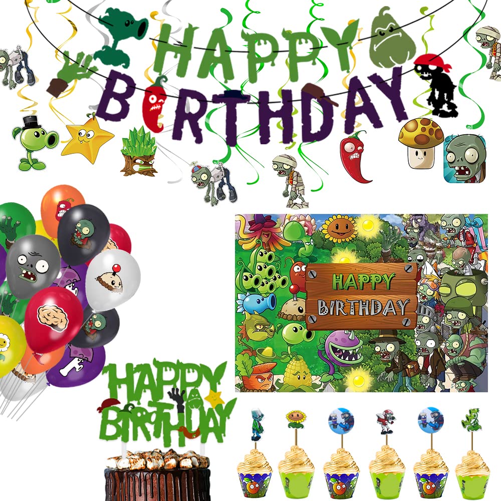 Buy PVZ Game s Theme Zombies Party Decorations Set with Happy Birthday