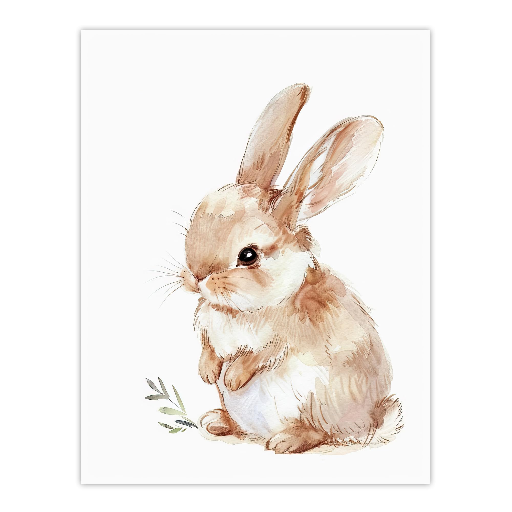 Artery8 Adorable Fluffy Baby Bunny Animal Watercolour Kids Bedroom Nursery Extra Large XL Wall Art Poster Print