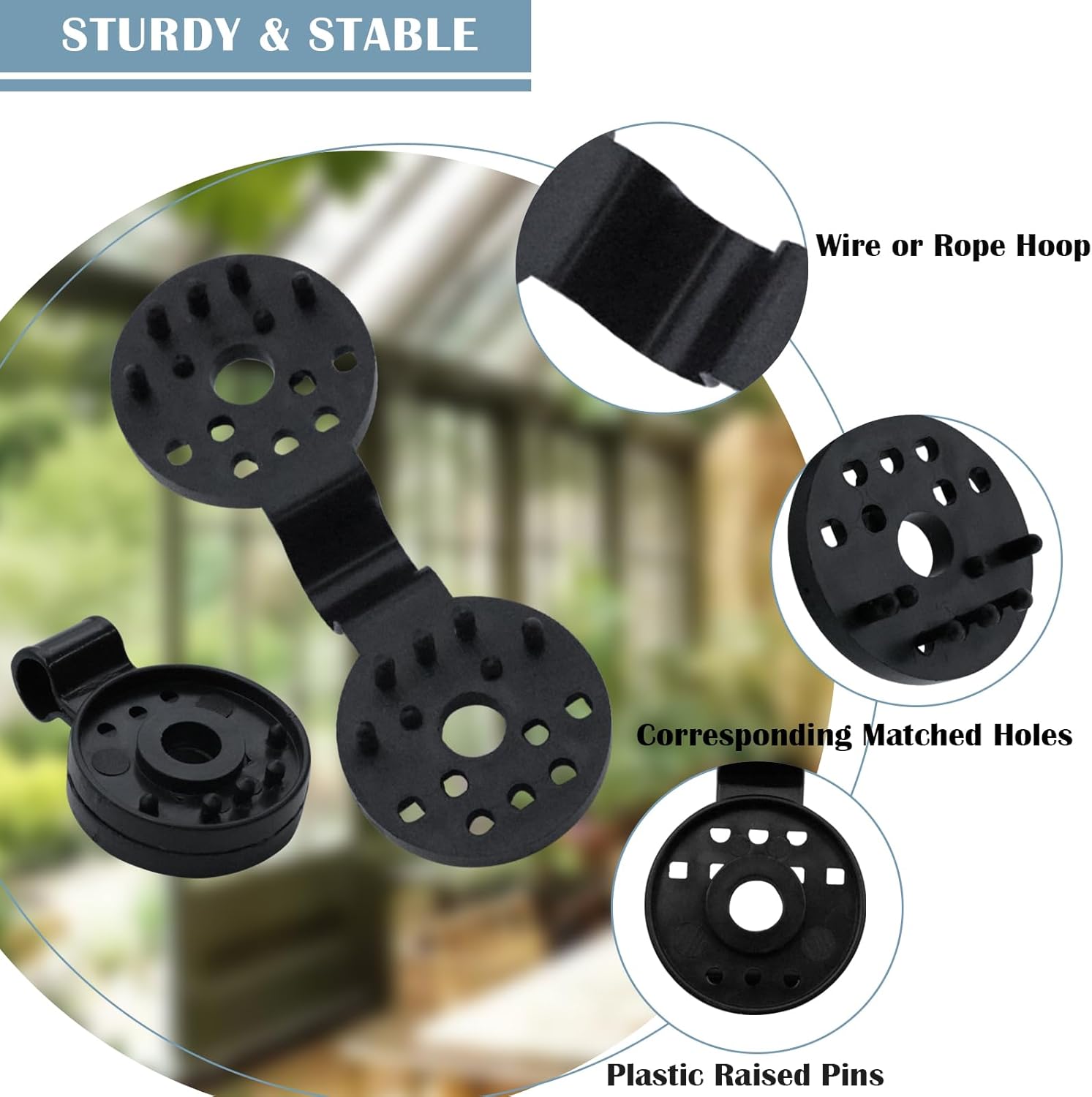 150 PCS Shade Cloth Plastic Clips, Sun Shade Cloth Heavy Duty Lock Grip, Black Round Shade Fabric Fixing Clamp Clips for Sunblock Net, Garden, Greenhouse, Patio, Plant Netting Cover