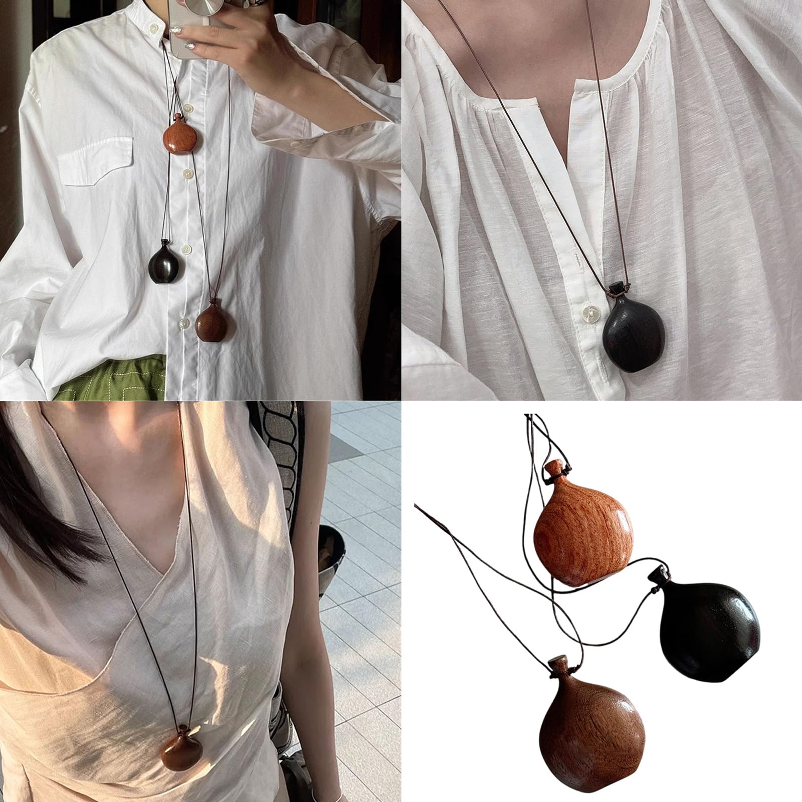 Amazon.com: FeiYeup Vintage Wood Liquor Flask Pendant Necklace