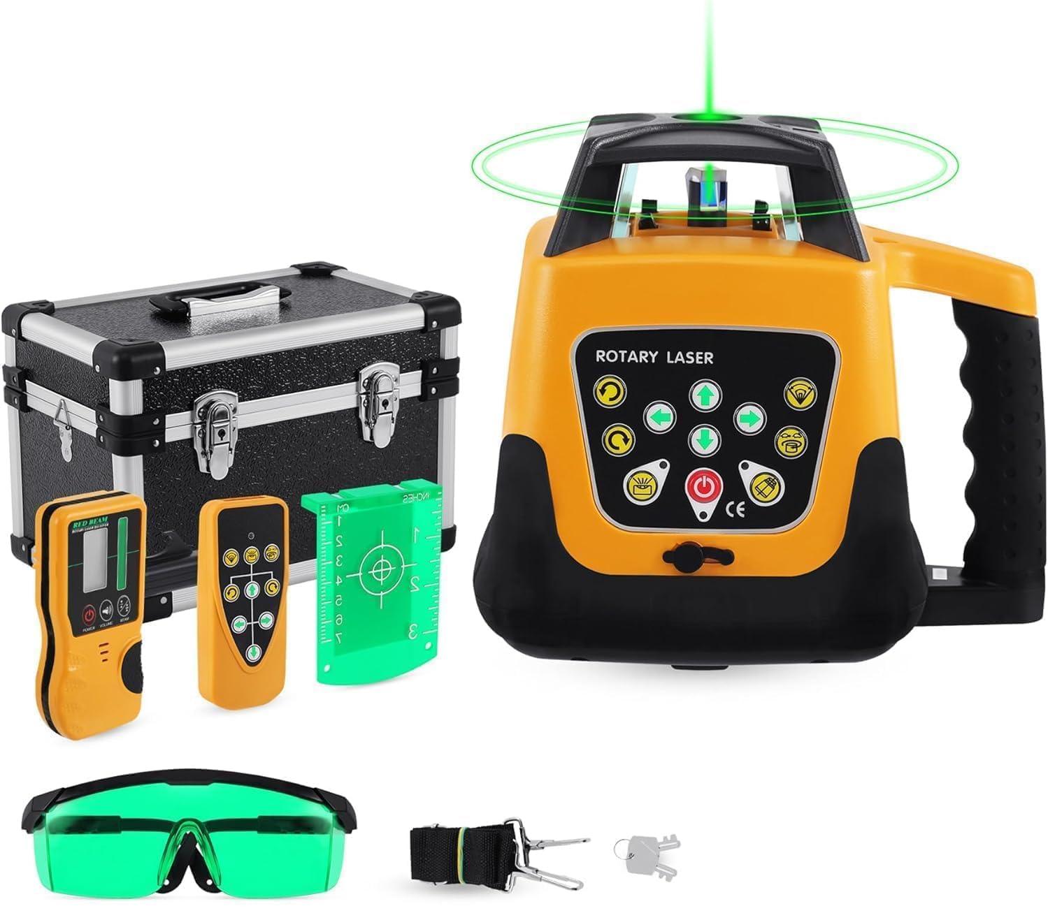 Samopoziomująca obrotowa poziomica laserowa z odbiornikiem i pilotem zdalnego sterowania, obracany o 360° poziomy pionowy poziom tranzytu