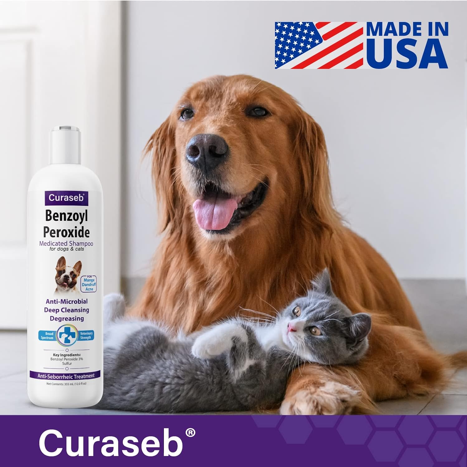 Veterinary Strength Benzoyl Peroxide Dog Shampoo Relieves Dandruff