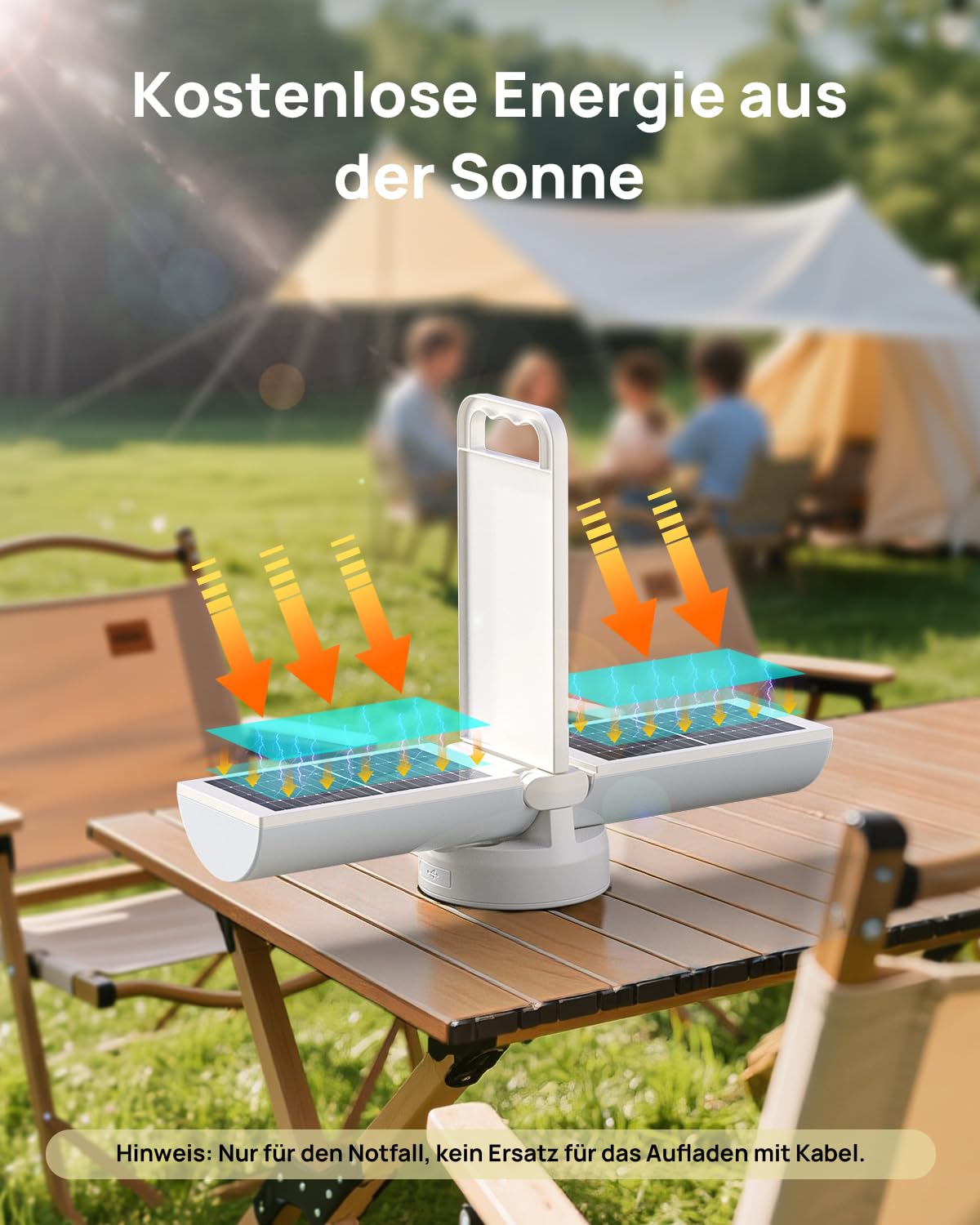 Eventek Luz Camping Solar 8000mAh, Ultra Brillante Doblar LED Lampara Camping con 3 Modos y Control Táctil, IPX5 Linterna Camping Recargable para Los Cortes de Energía, Tienda, Senderismo, Emergencia