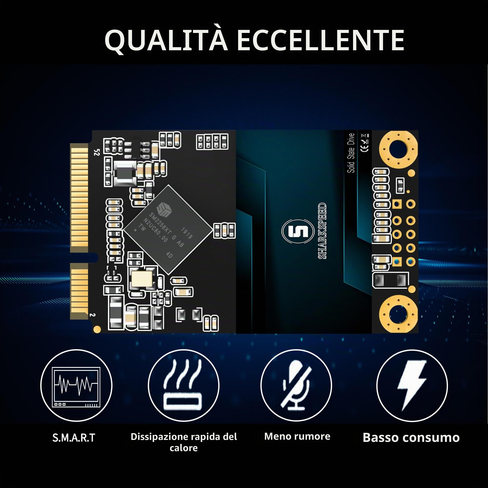 SSD 256GB mSATA TLC 3D NAND SATA 3 (6Gb/s), Unità a Stato Solido Interno per Laptop, Computer Desktop/PC (256GB, MSATA)