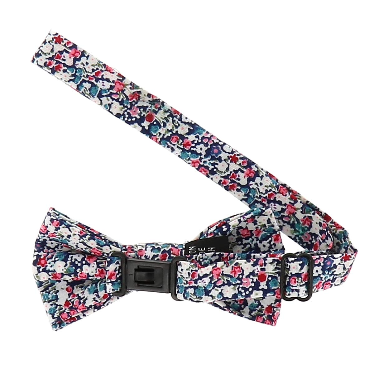 Cravate et Noeud Papillon Homme et Garçon - Pochette costume et Boutons de Manchette - Liberty Bleu Marine, Rose et Blanc - Motif fleuri - Mariage champetre Floral - Cérémonie thème à Fleurs