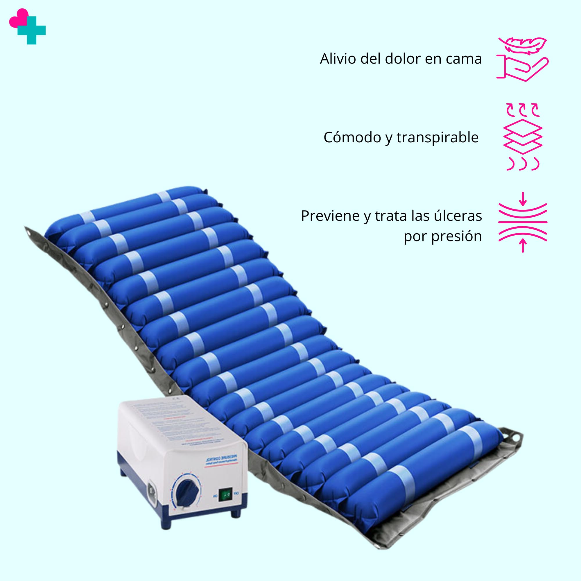 Colchón Antiescaras Tubular con Compresor 200x90. Colchón con Compresor Personas Encamadas. Prevención y Tratamiento de Úlceras. Colchon de Tubos Preventiva Cama Articulada. Colchon Antidecúbito