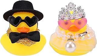 2Pcs-Set Wedding Rubber Ducks, Elegant Bride and Groom Rubber Duck Ceremony Present Marriage Duckies Cake Toppers for Couples Marry Blessings Car Decorations