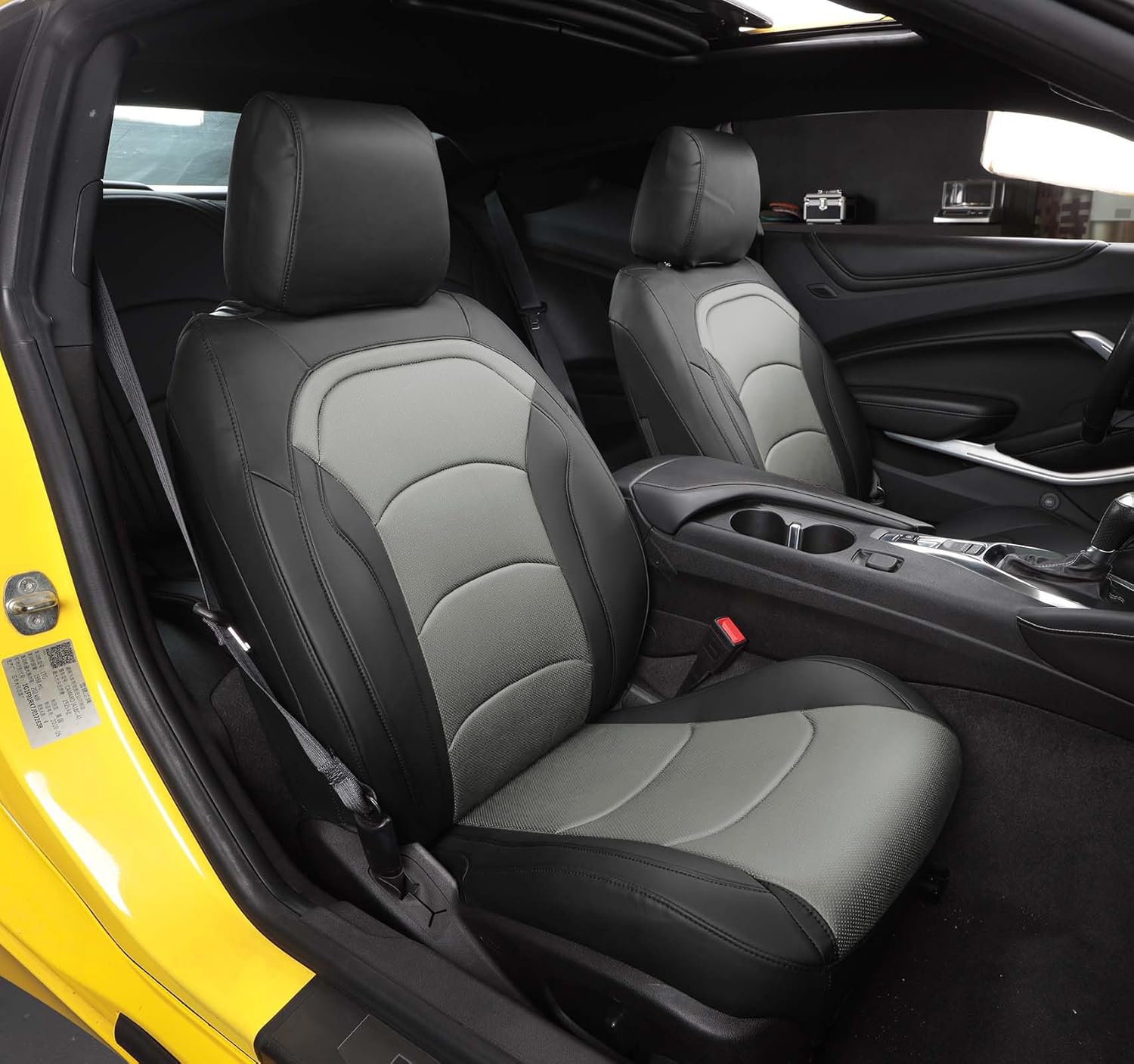 Seat Covers Custom Fit for Chevrolet Camaro 2016-2024 6th Gen Camaro LT LS RS SS ZL Coupe Model Faux Leather Vehicle Protect Cushion…