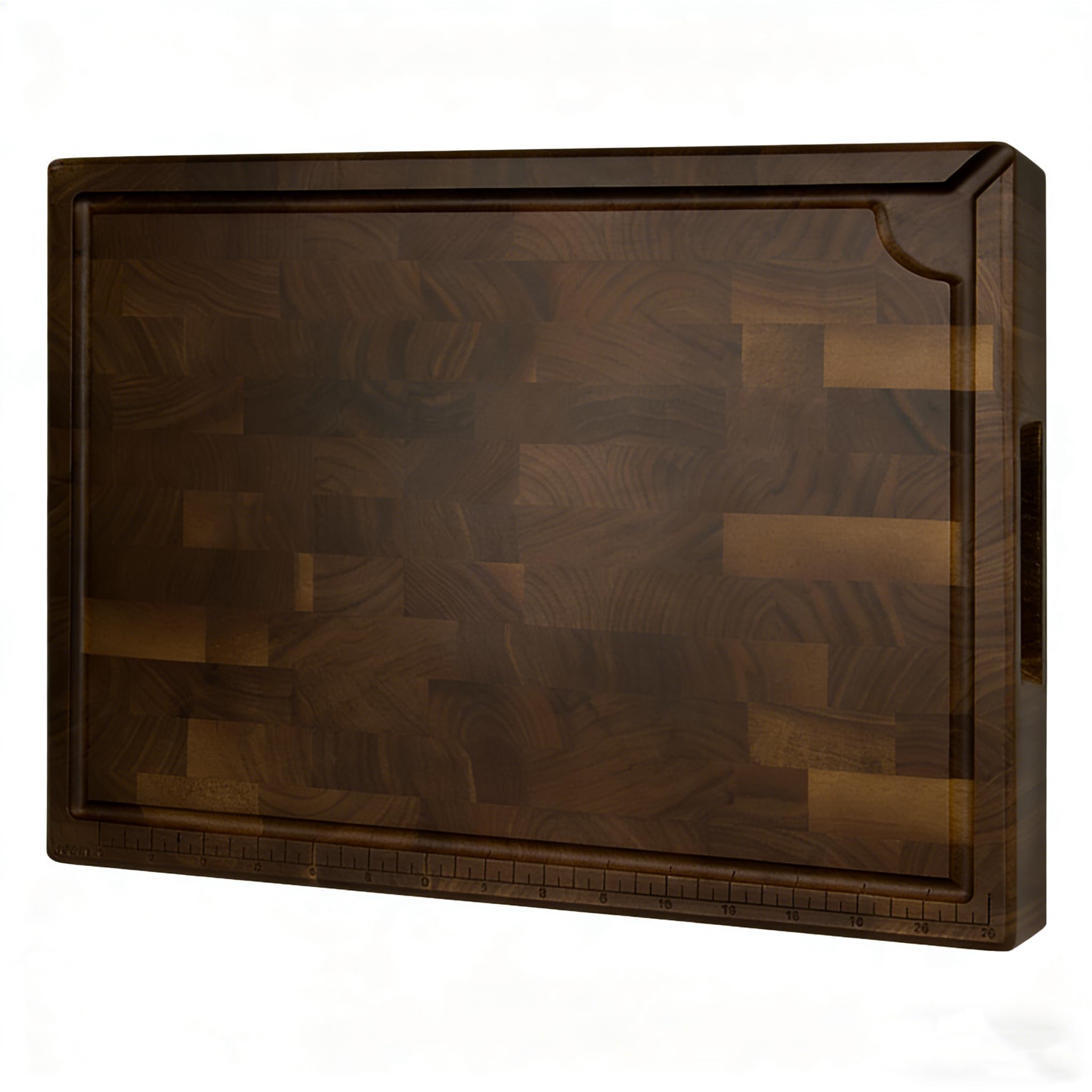 Mitsuharu End Grain Cutting Board, Reversible Large Thick Black Walnut Wood Charcuterie Board Butcher Block 17"x13"x1.5" for Kitchen Use, with