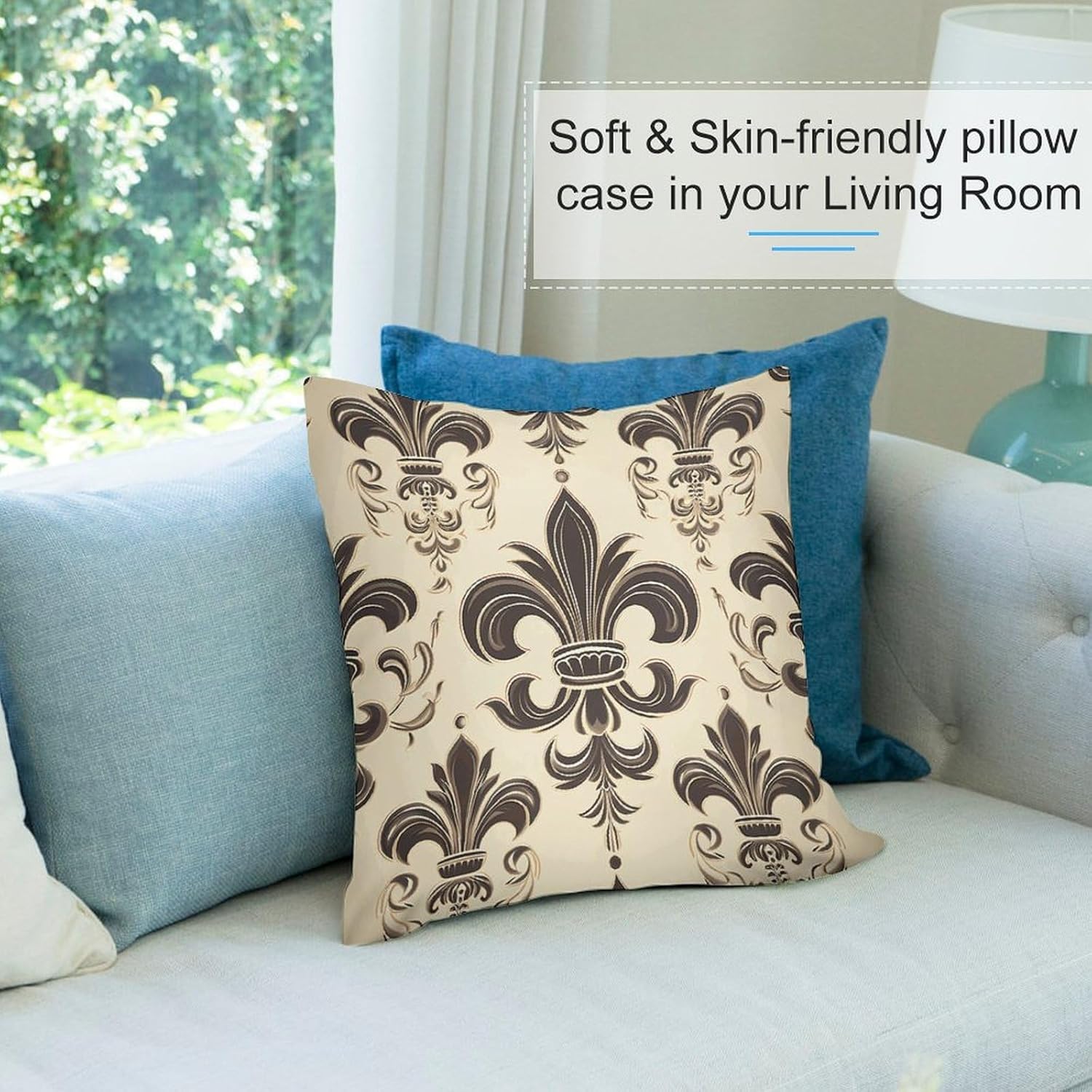 2 Pack Fuzzy Pillow Shams Fleur-de-Lis and Coat Arms Knight Printed Throw Pillow Covers Decorative Pillow Covers Square Cushion Cove for Sofa Couch Bedroom 18x18 Inch