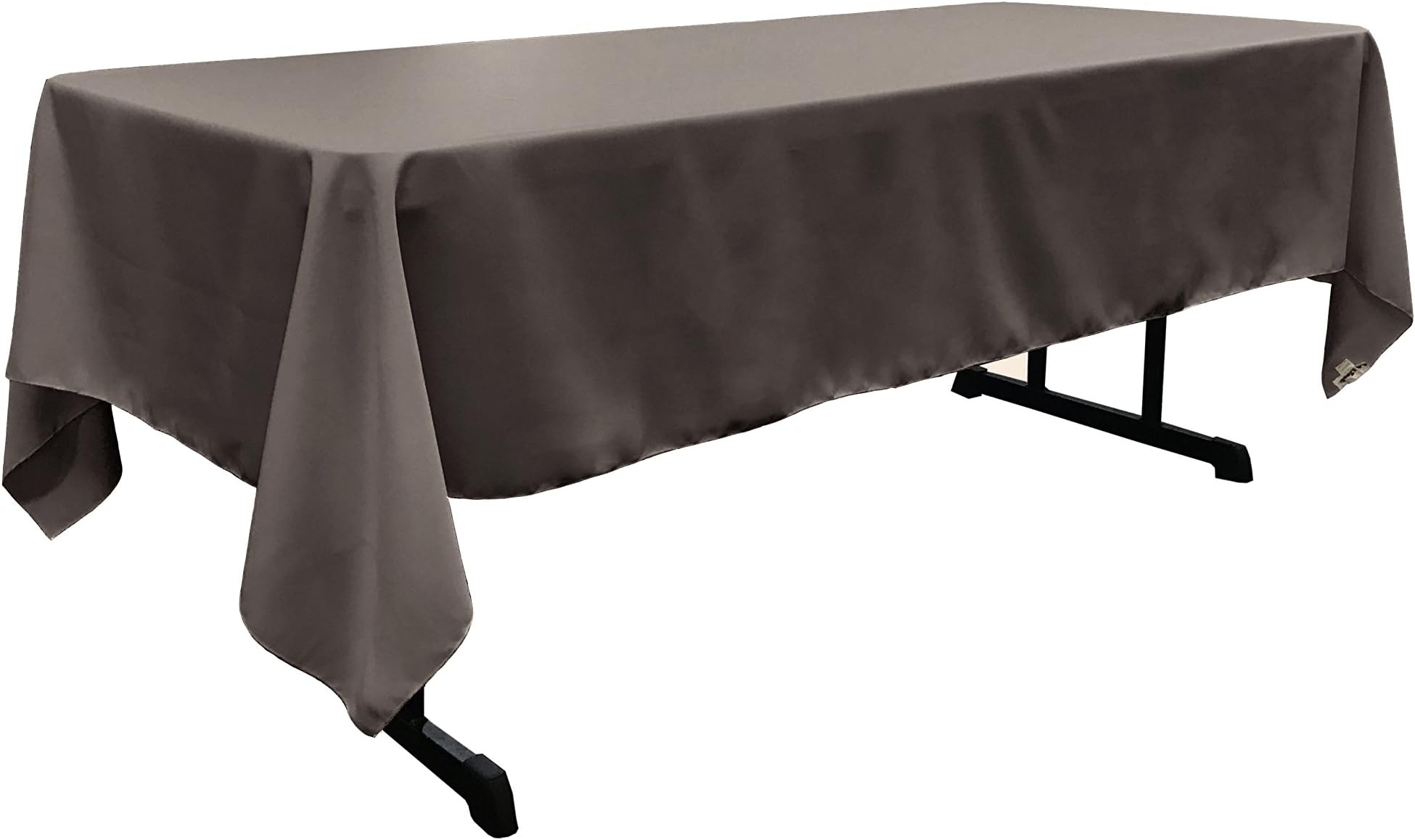 LA Linen Polyester Poplin Washable Rectangular Tablecloth, Stain and Wrinkle Resistant Table Cover 60x102, Fabric Table Cloth for Dinning, Kitchen, Party, Holiday 60 by 102-Inch, Charcoal