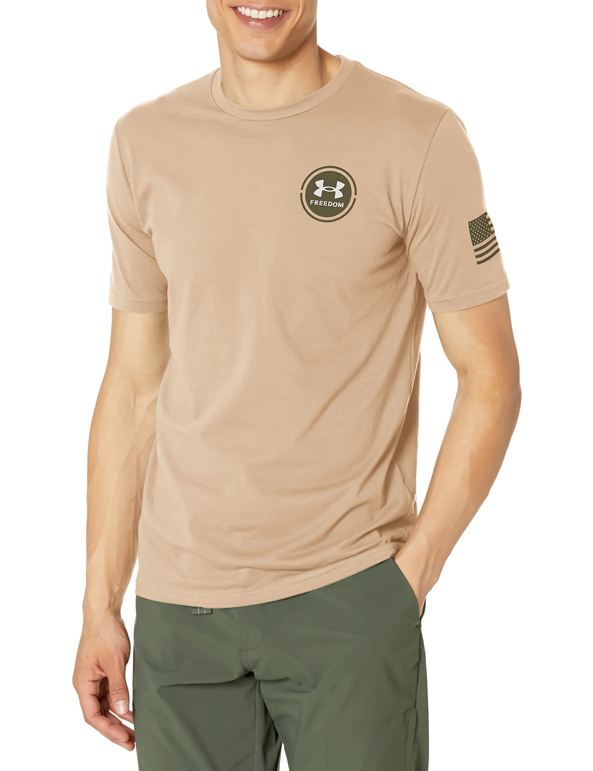 Under Armour Men's Tactical Mission Made T-Shirt, (290) Desert Sand / / Marine OD Green, X-Large