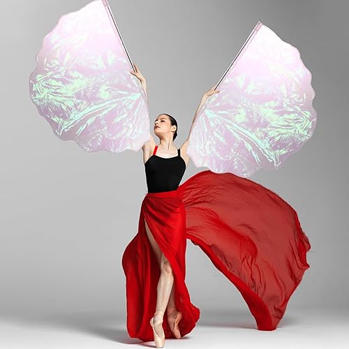 Vista 6 de Juego de 4 Banderas de Adoración para Danza de 29.5 x 39.3 Pulgadas, Banderas de Alabanza para Iglesia con 4 Varillas Escalables para Niñas