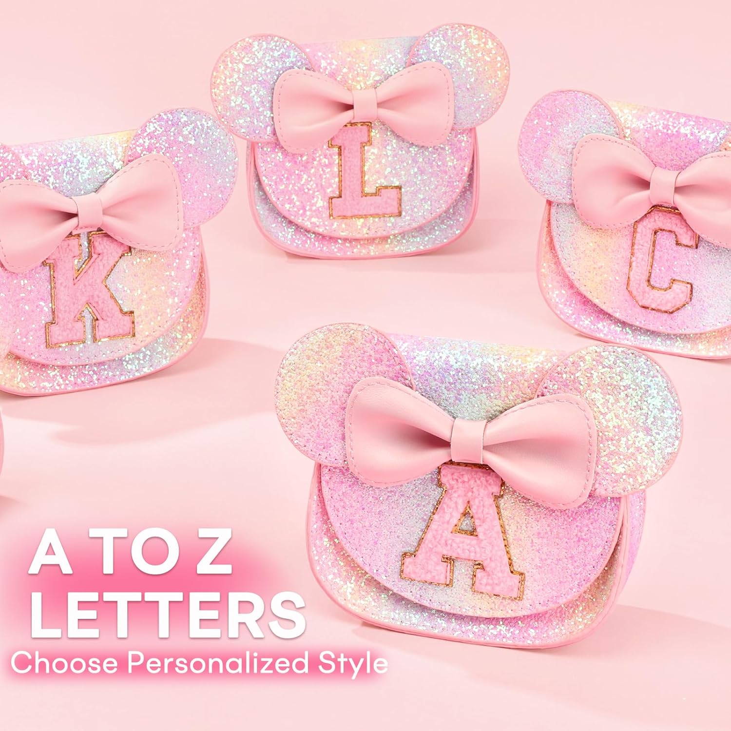 mibasies Toddler Purse Girl Gifts: Girls Birthday Gifts for 3-8 - Toys for Ages 2-4 Purse, Glitter Rainbow, Letter R - Image 7