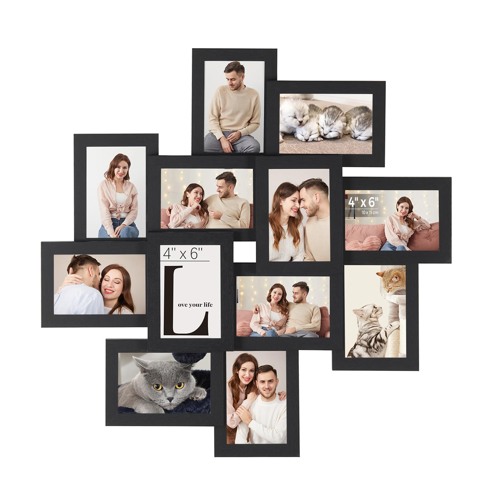 SONGMICS 4X6 Collage Picture Frames, 12-Pack Picture Frames Collage for Wall Decor, Black Photo Collage Frame, Multi Picture Frame Set with Glass Front, Assembly RequiredSONGMICS 4X6 Collage Picture Frames, 12-Pack P…