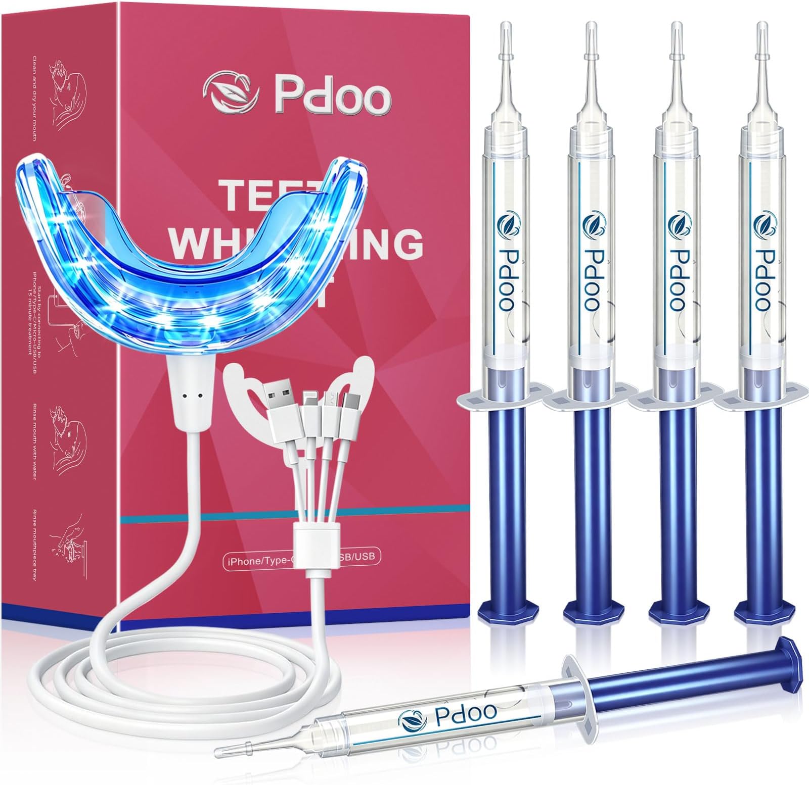 Teeth Whitening Kit with LED Light for Sensitive Teeth, Fast Results Helps Remove All Kinds of Stain