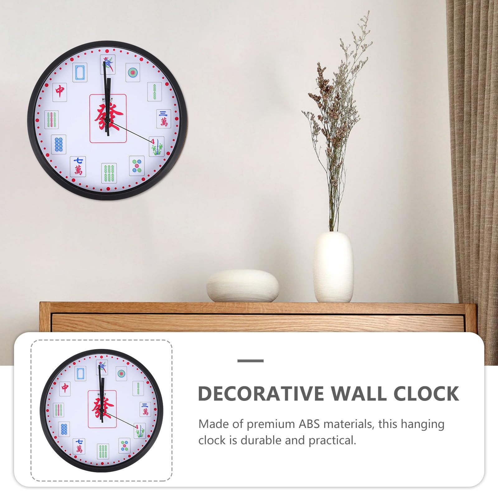 DECHOUS Reloj de Pared Colgante Redondo de Cuarzo, Abs, Silencioso