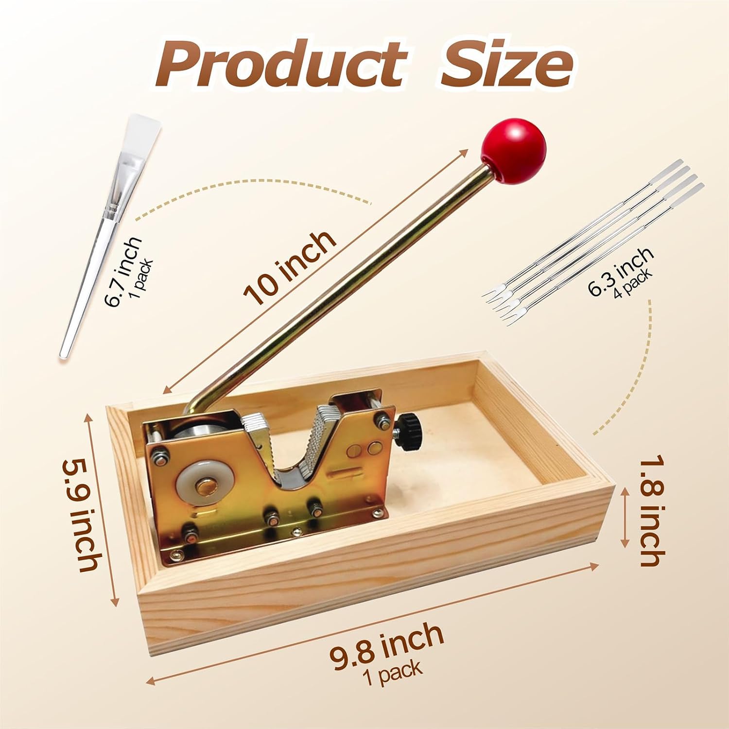 Heavy Duty Nut Cracker Tool, 6 Pcs NutCracker Tool Set for Pecans Walnuts Macadamia Hazelnuts Nut Crackers for All Nuts, 4 Picks & 1 Cleaning Brush, Wooden Base