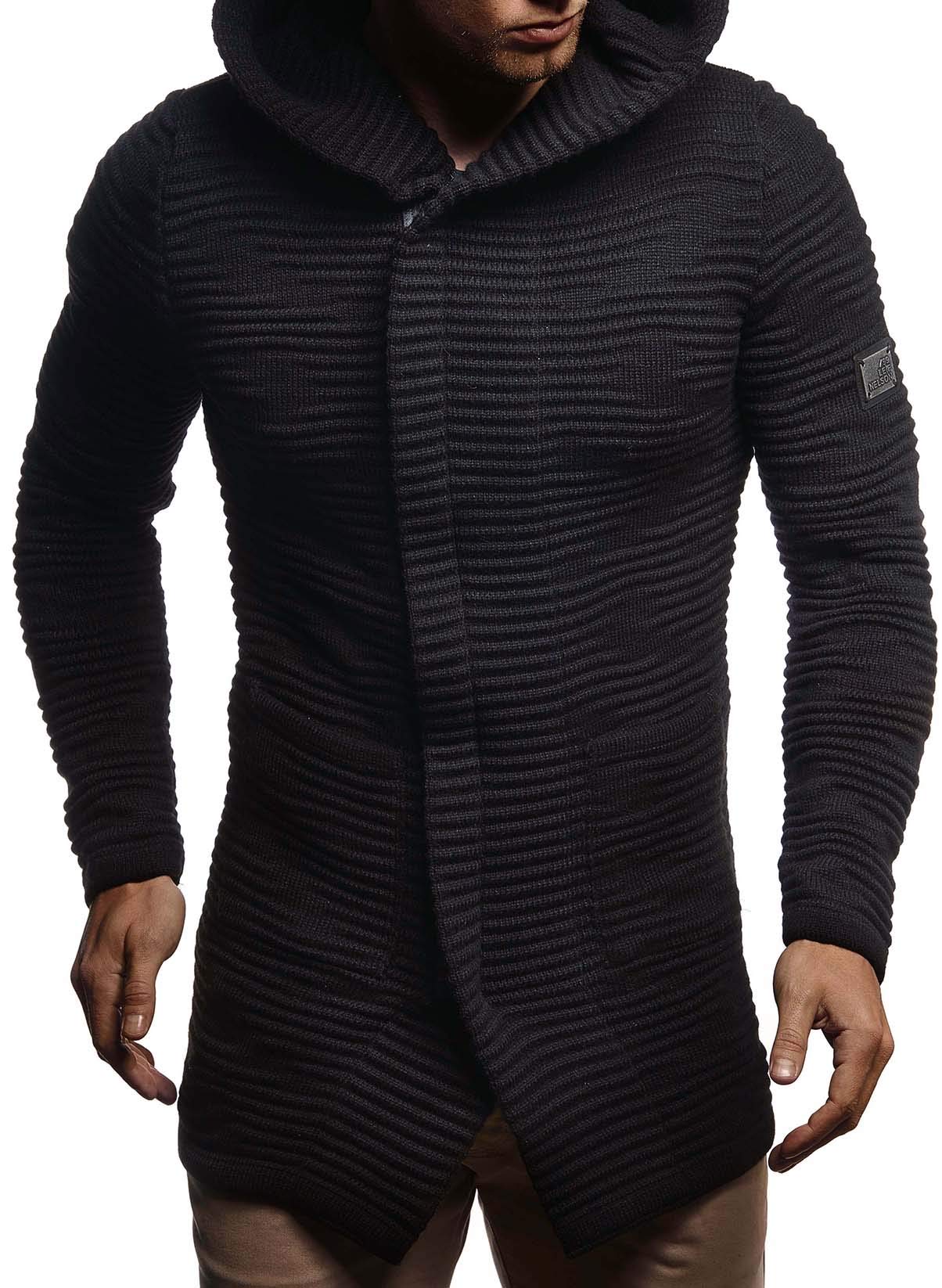 Leif Nelson Giacca Uomo in Maglia con Cappuccio Cardigan LN-5715